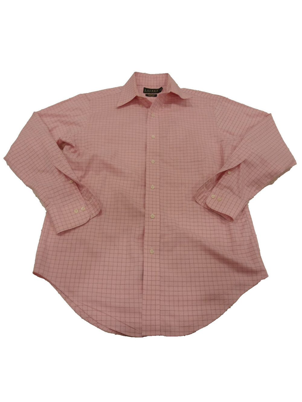 Lauren Ralph Lauren Shirt Mens 14.5 32/33 Pink Checked Dress Non-Iron Cotton M